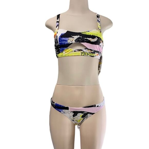 The Bikini Lab News Flash Art Black/White Cheeky Bikini Swim Bottom Size Medium - Picture 10 of 13